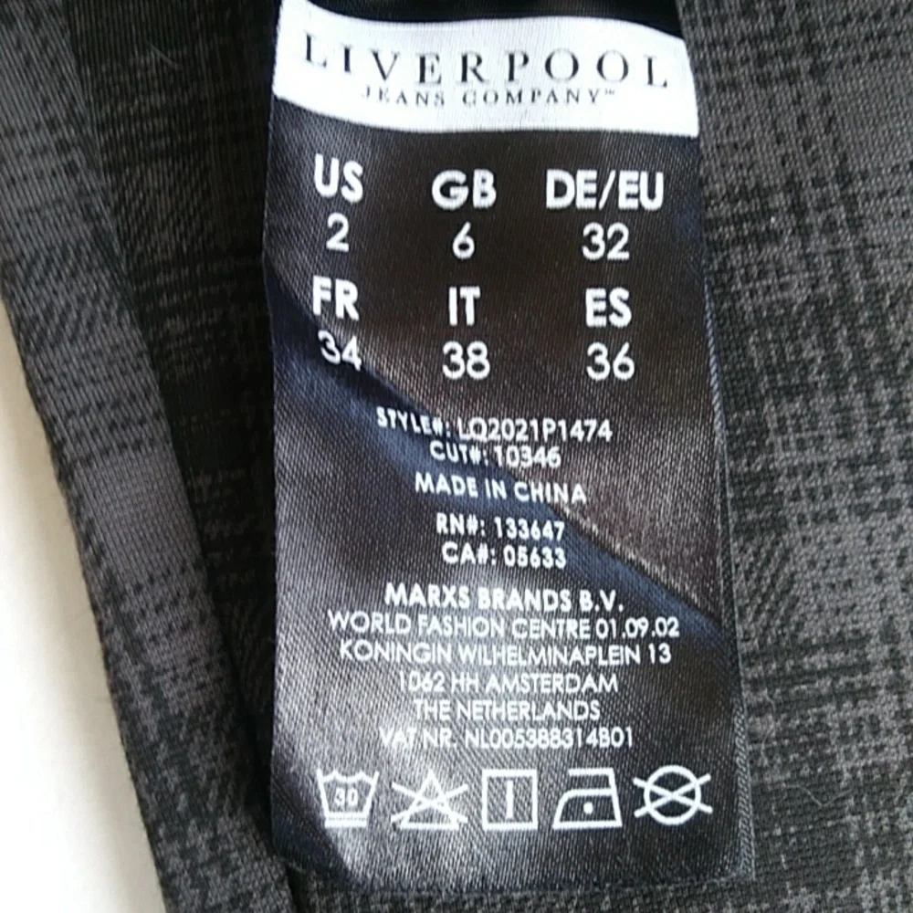 Liverpool Maternity Plaid Stitch Fix Legging 2 / 26 Black Gray - Picture 5 of 15